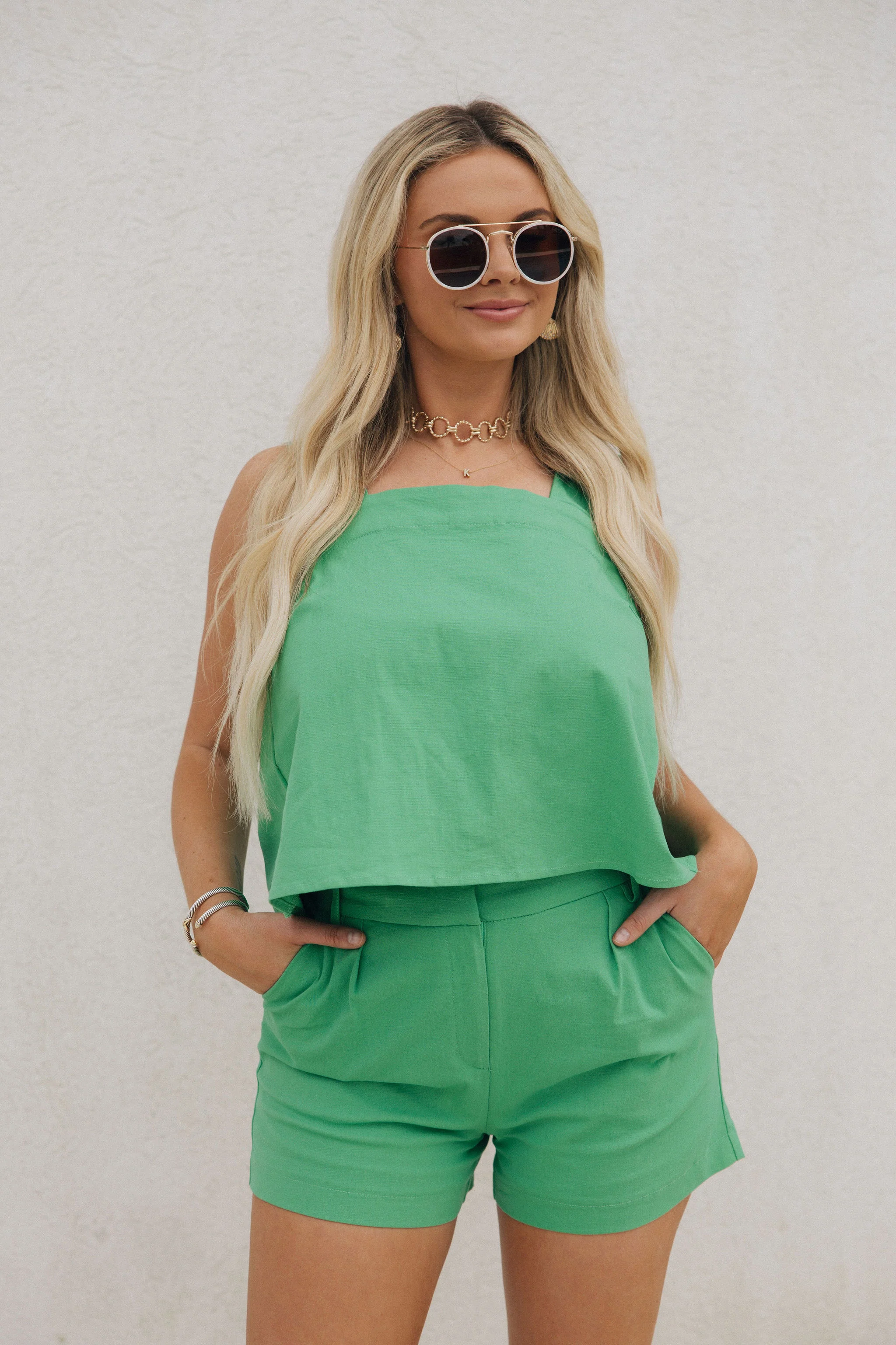 Jade Green Criss-Cross Back Tank