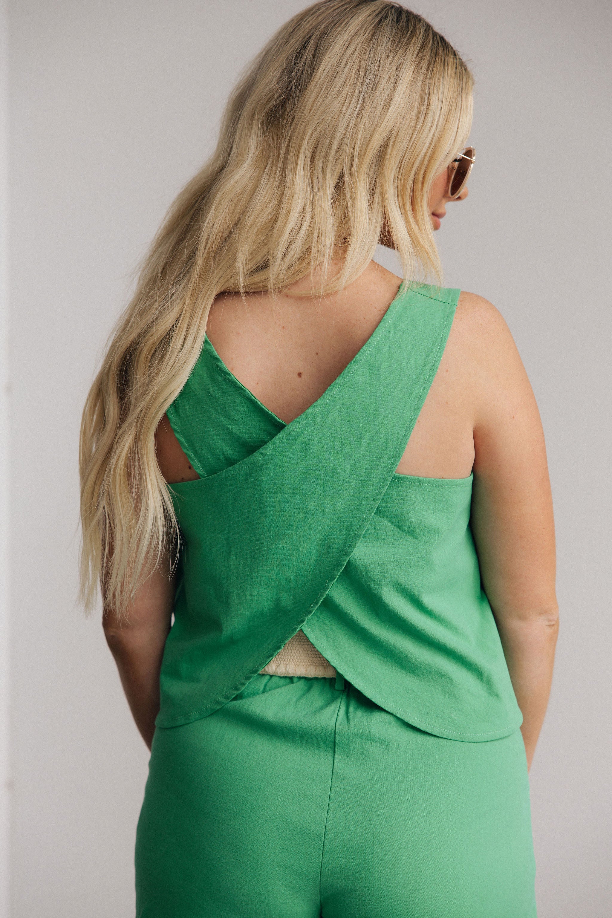 Jade Green Criss-Cross Back Tank - Image 5