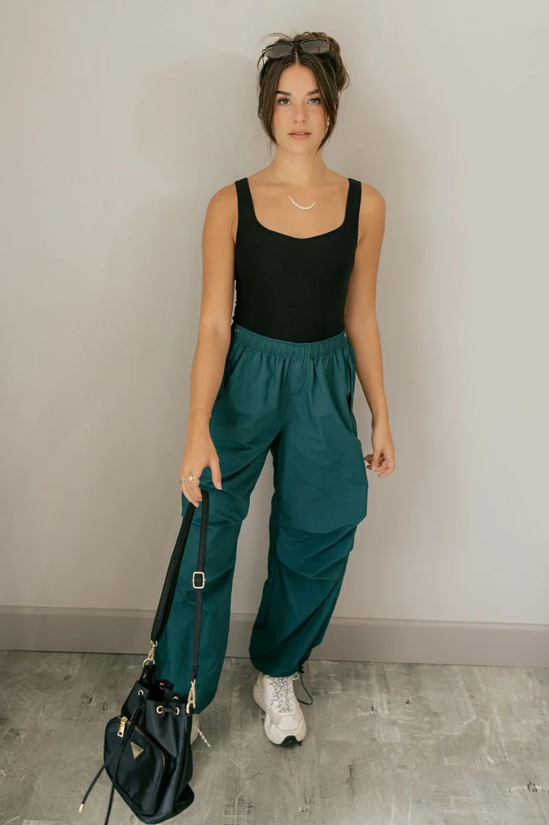 Jade Green Elastic Waistband Jogger - Image 2
