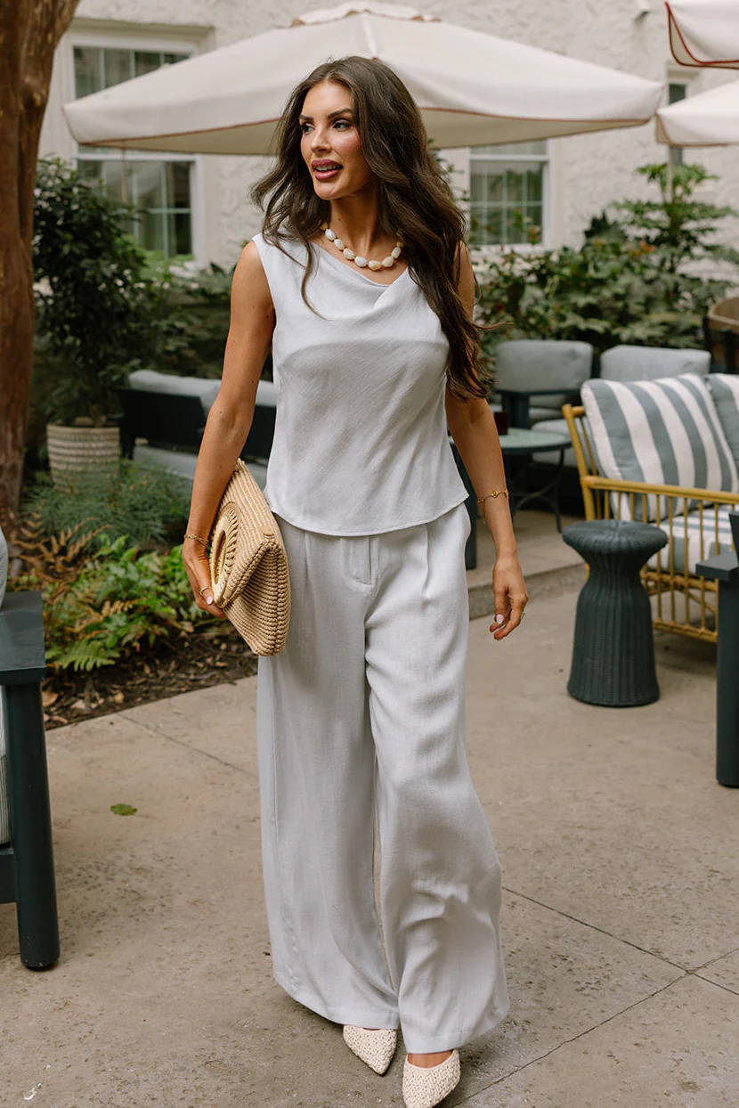 Jade Light Grey Cowl Neckline Tank - Image 2
