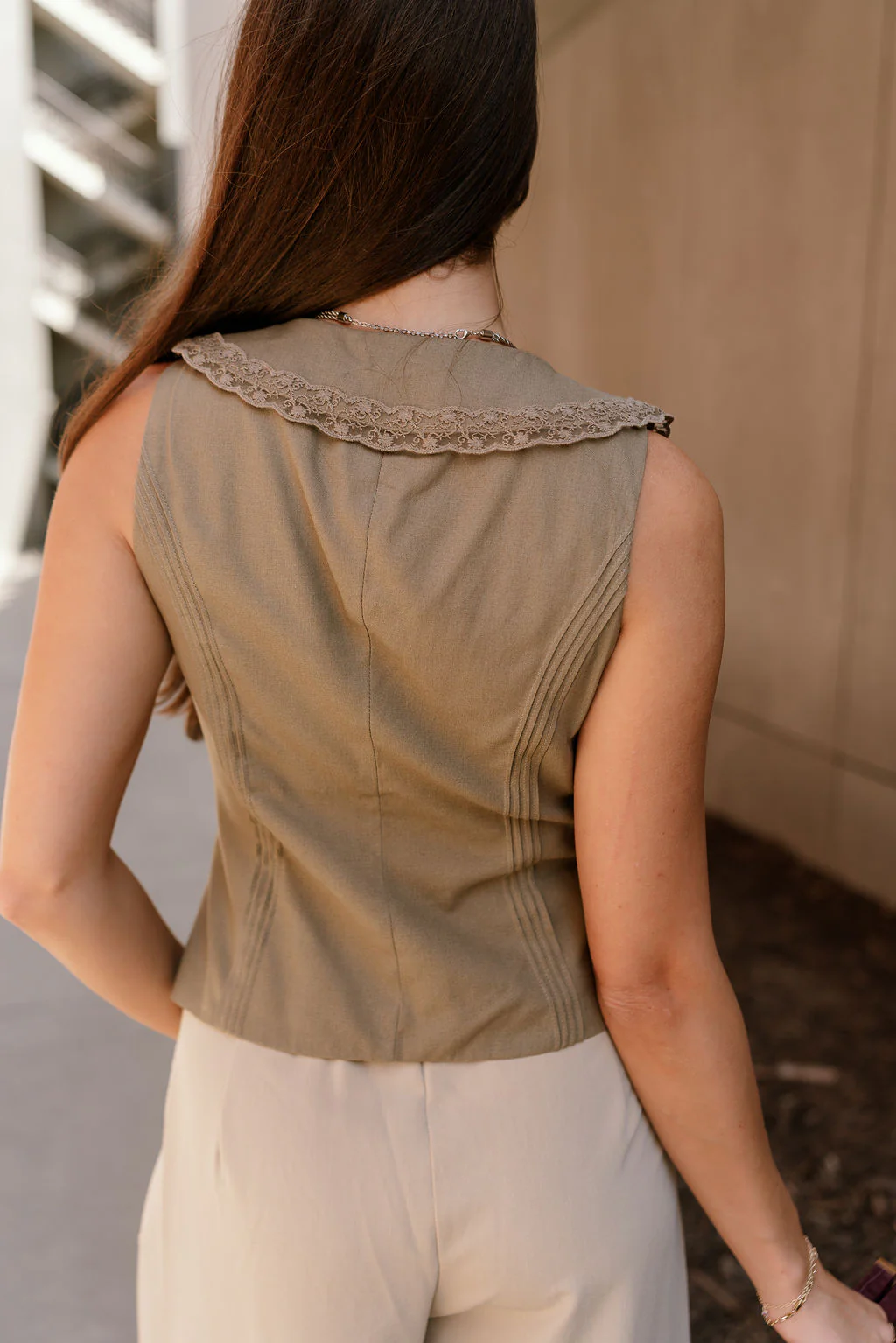 Jade Light Olive Lace Collar Vest - Image 4