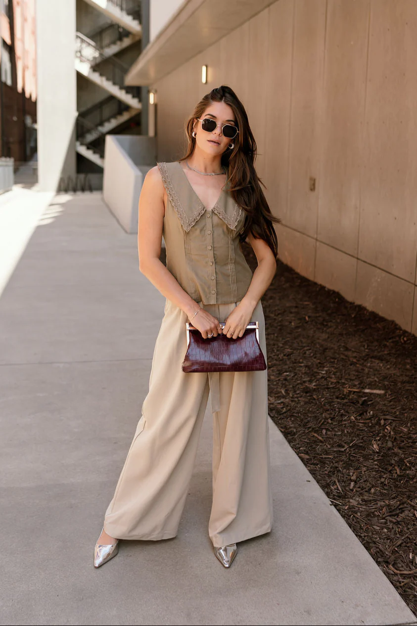 Jade Light Olive Lace Collar Vest - Image 5