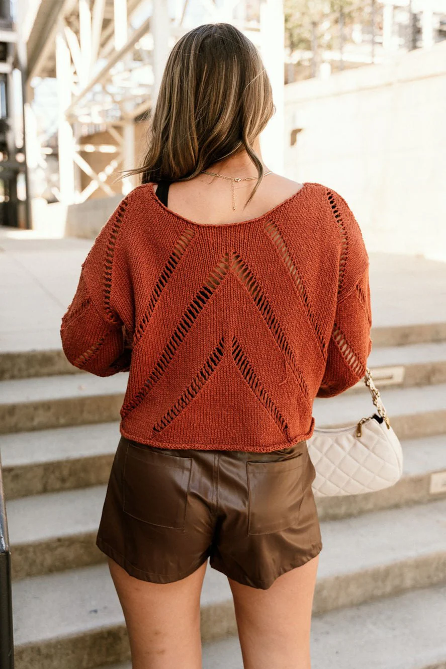 Jade Rust Cropped Long Sleeve Sweater - Image 4
