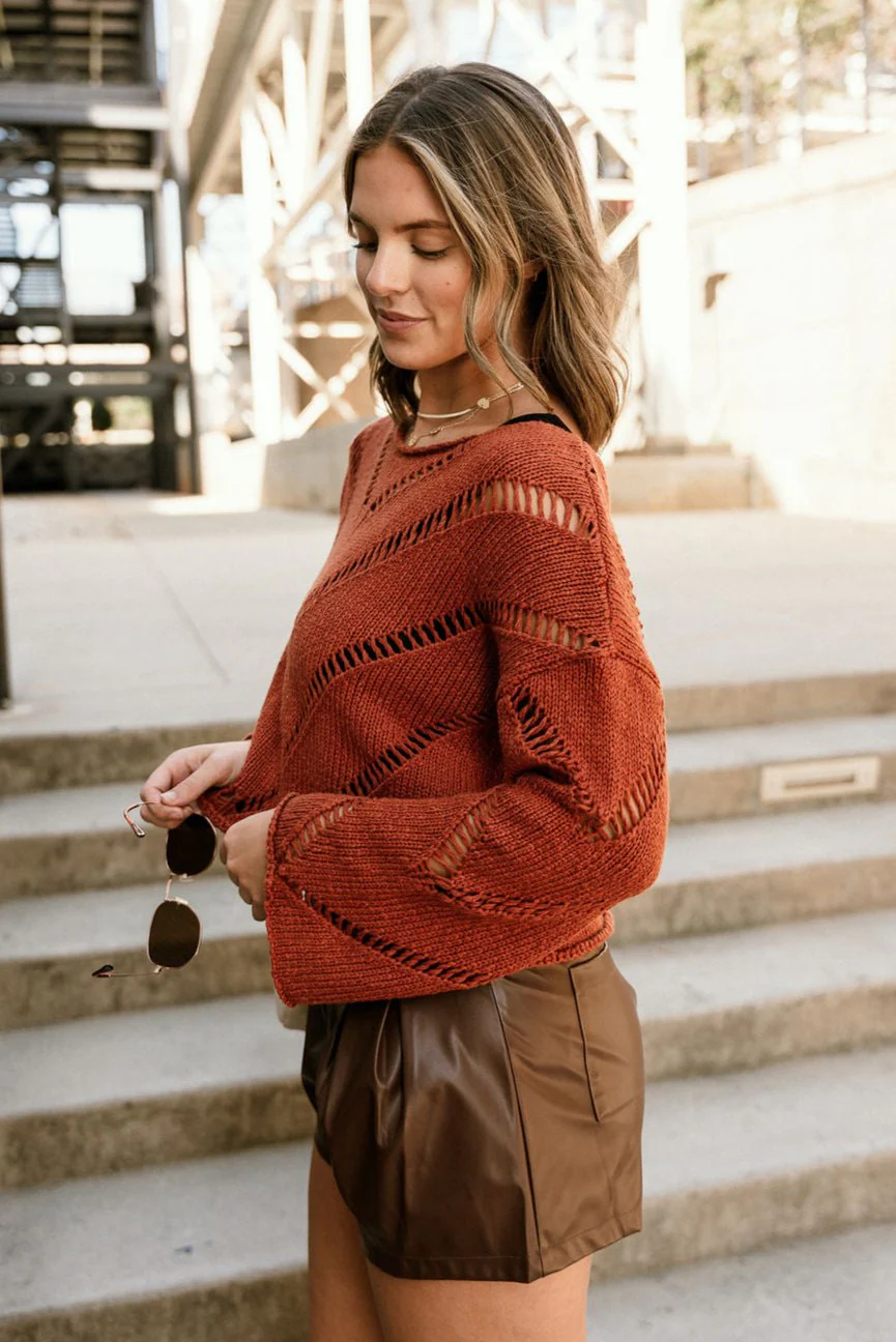 Jade Rust Cropped Long Sleeve Sweater - Image 5