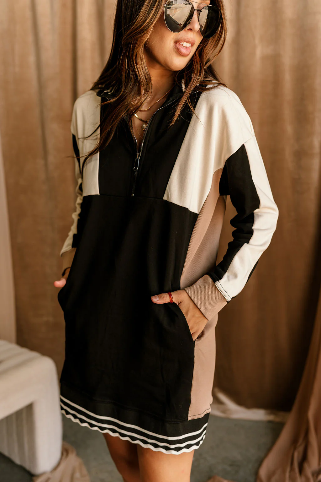 Jamie Color Block Quarter Zip Dress - Image 4