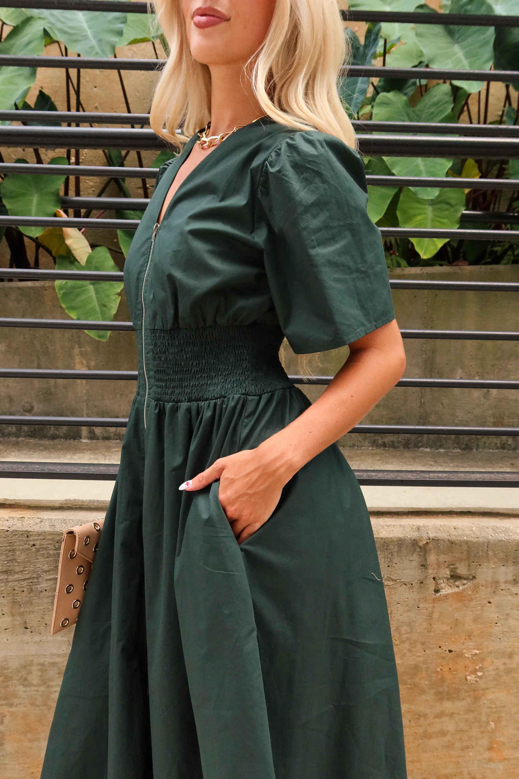 Jamie Green Slit Zip-Up Midi Dress - Image 3