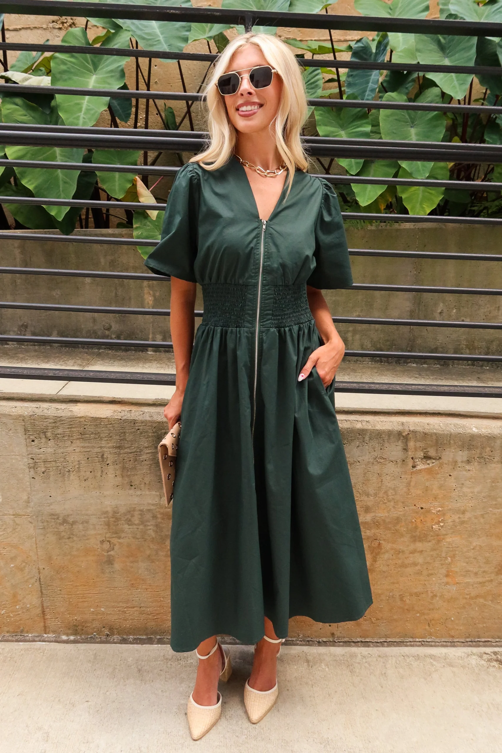 Jamie Green Slit Zip-Up Midi Dress - Image 5