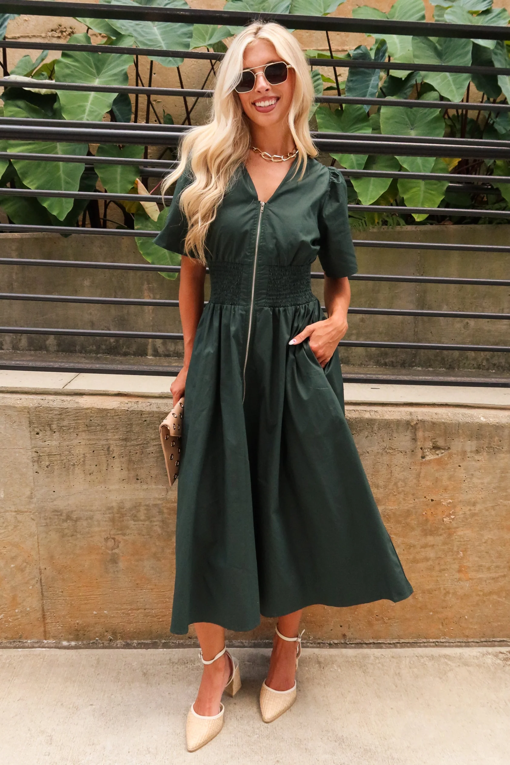 Jamie Green Slit Zip-Up Midi Dress - Image 6