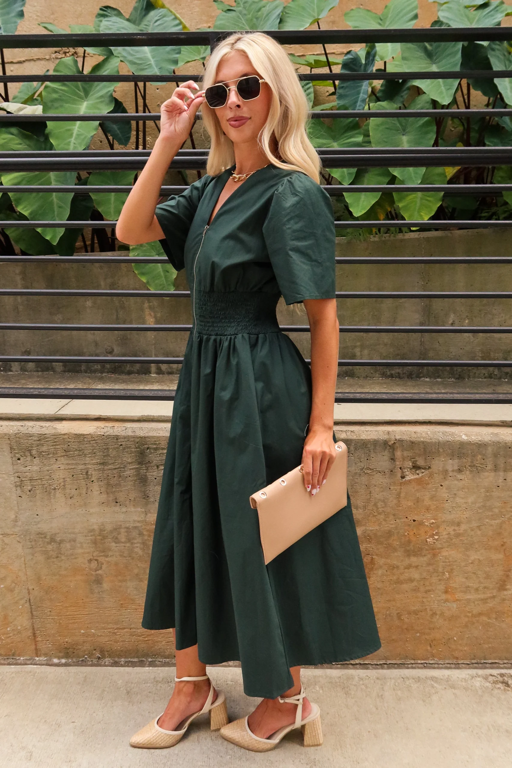 Jamie Green Slit Zip-Up Midi Dress - Image 7