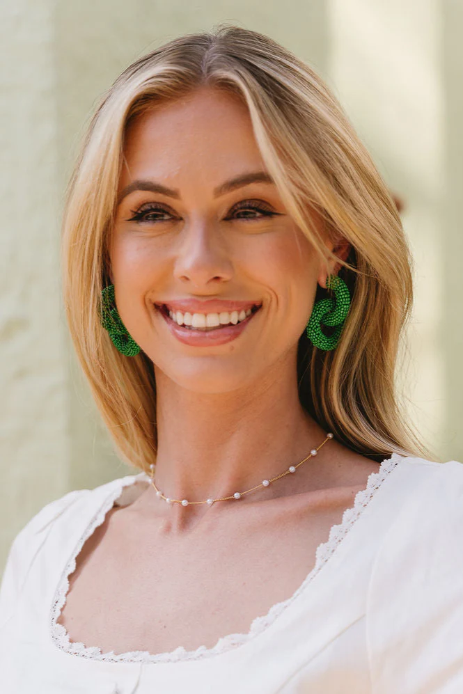 Jana Green Beaded Circle Earrings - Image 4