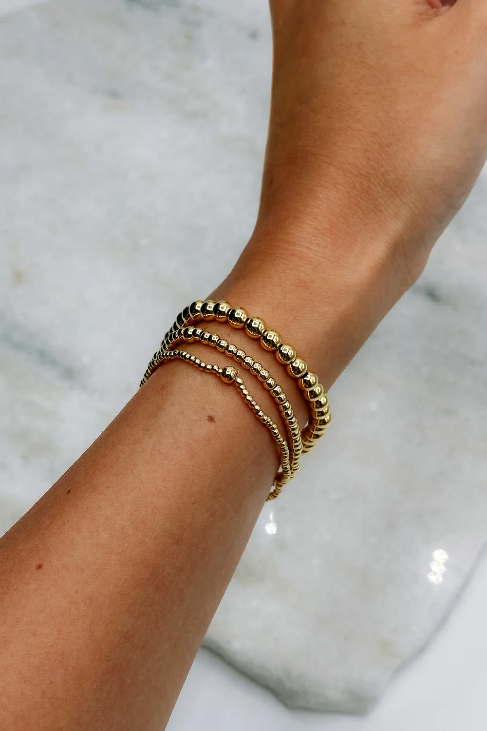 Jane Gold 2mm Beaded Water Resistant Bracelet - Image 3