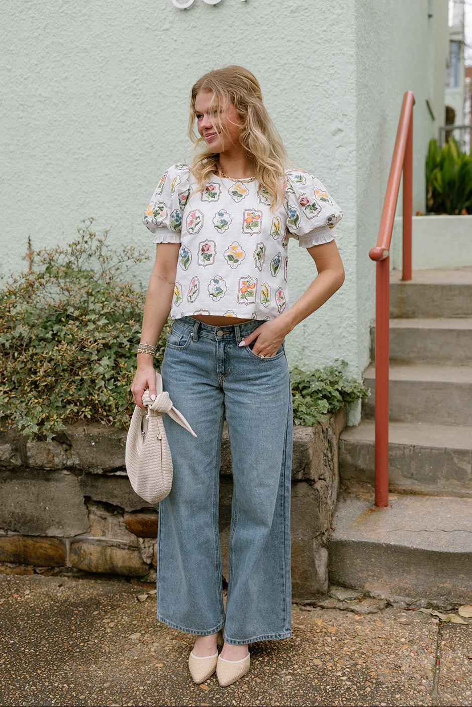 Jane White Multi Floral Stitch Top - Image 2