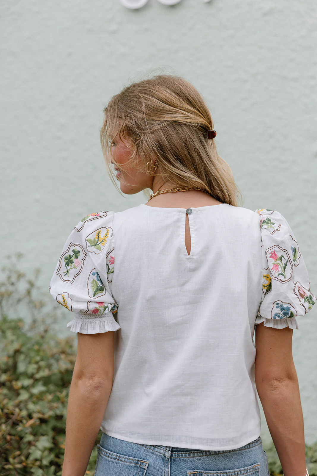 Jane White Multi Floral Stitch Top - Image 4