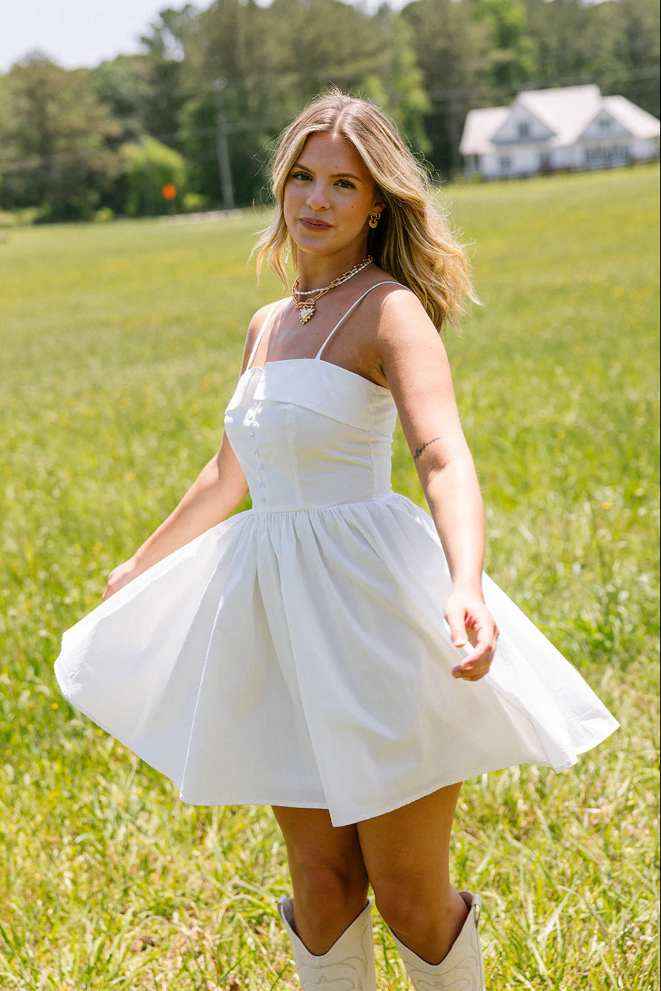 Janelle White Flare Mini Dress - Image 5