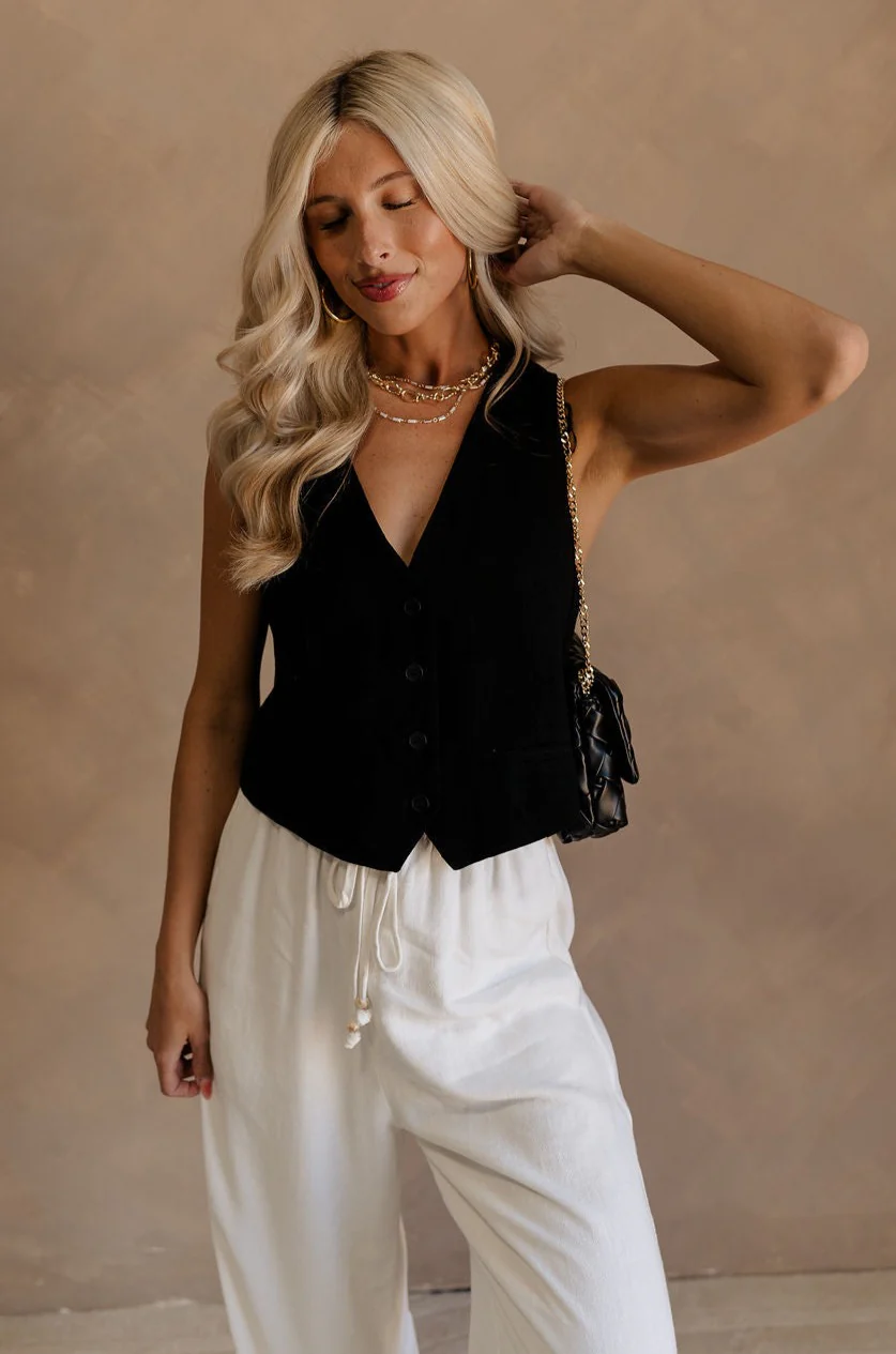 Jasmine Black Button-Up Vest - Image 2