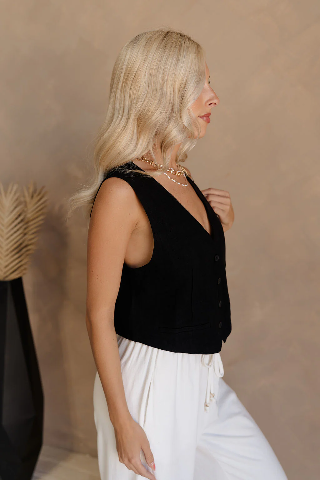 Jasmine Black Button-Up Vest - Image 4