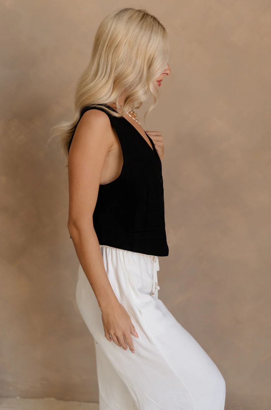Jasmine Black Button-Up Vest - Image 6