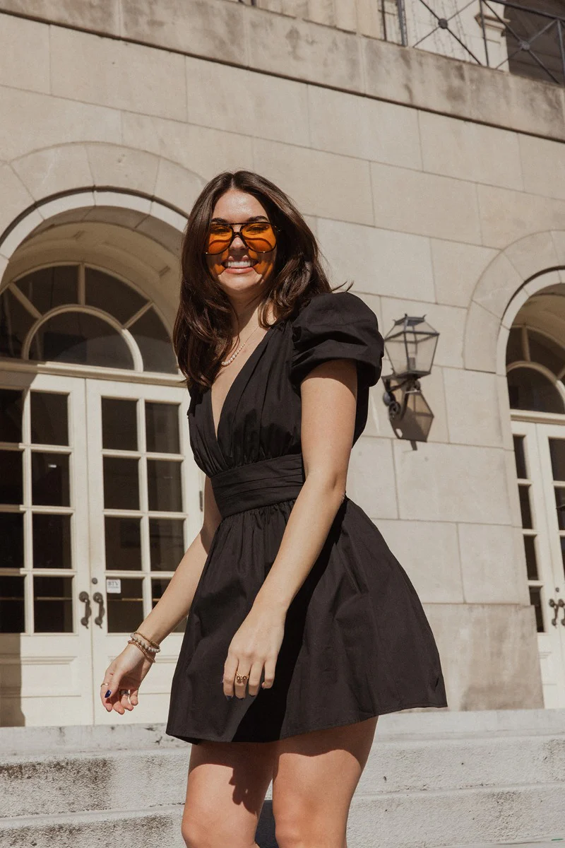 Jasmine Black Short Sleeve Mini Dress - Image 3