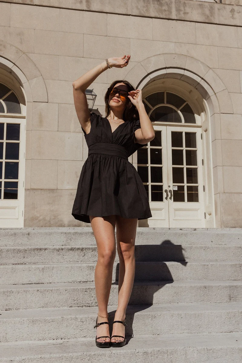 Jasmine Black Short Sleeve Mini Dress - Image 4