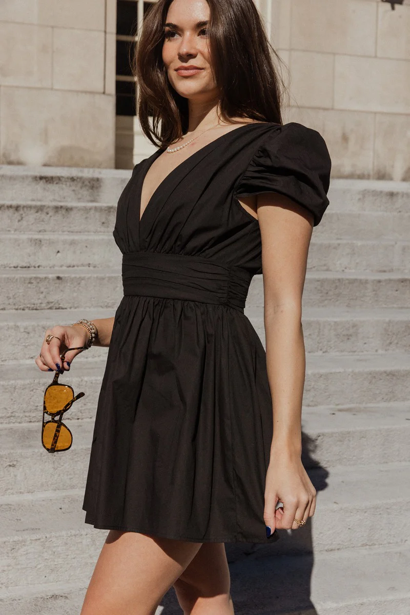 Jasmine Black Short Sleeve Mini Dress - Image 6