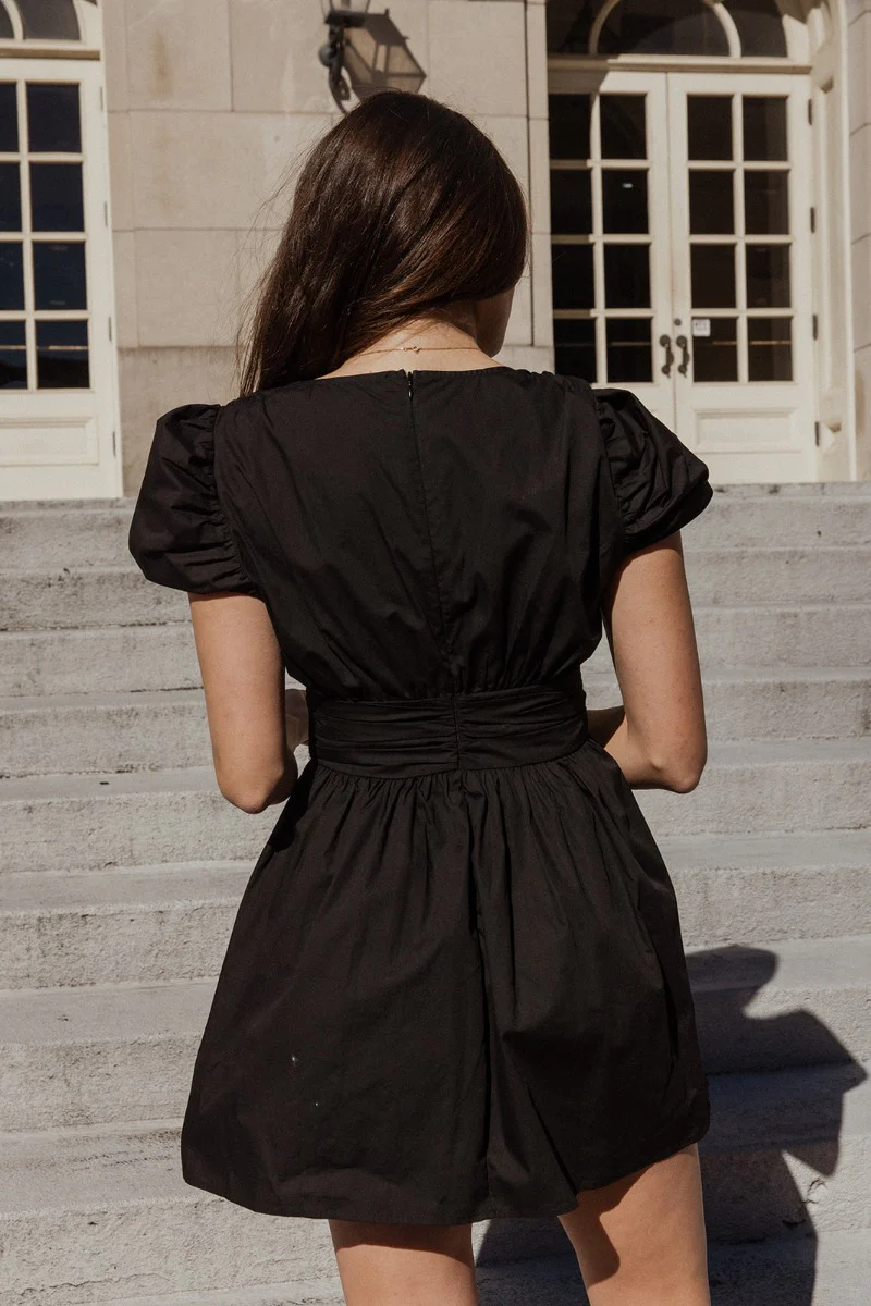 Jasmine Black Short Sleeve Mini Dress - Image 7