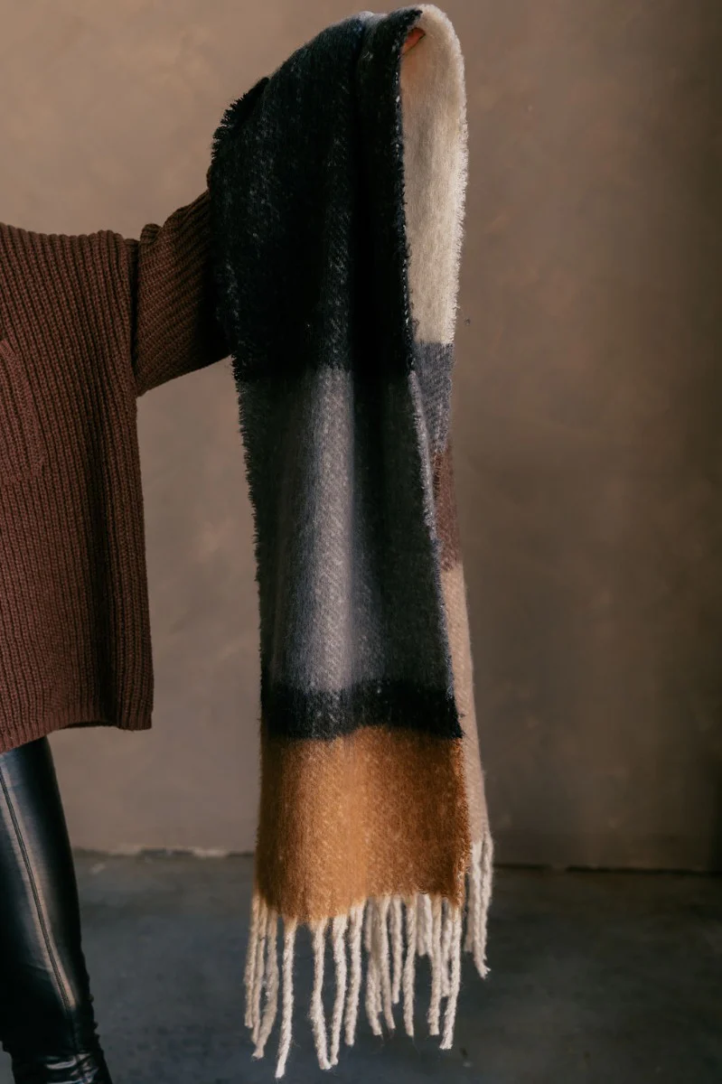 Jasmine Brown Multi Striped Fringe Scarf - Image 6