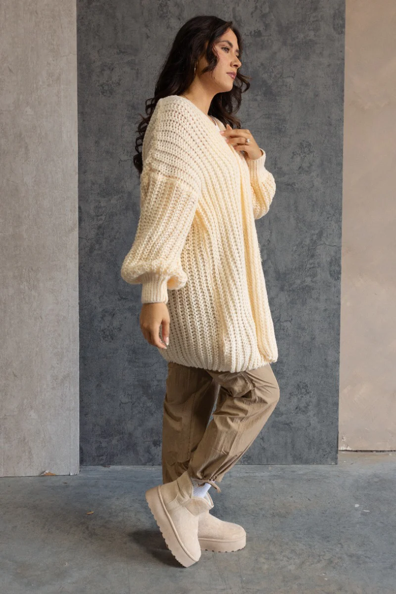 Jayla Cream Open Front Cardigan - Image 3