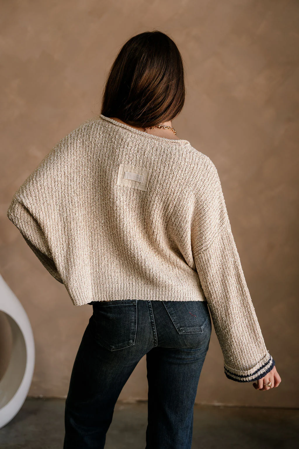 Jayme Taupe & Navy Striped Sweater - Image 7