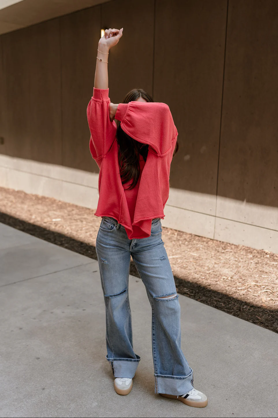 Jeanie Red Coral Balloon Sleeve Sweater - Image 10