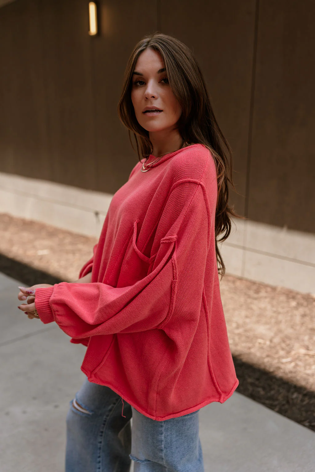 Jeanie Red Coral Balloon Sleeve Sweater - Image 6