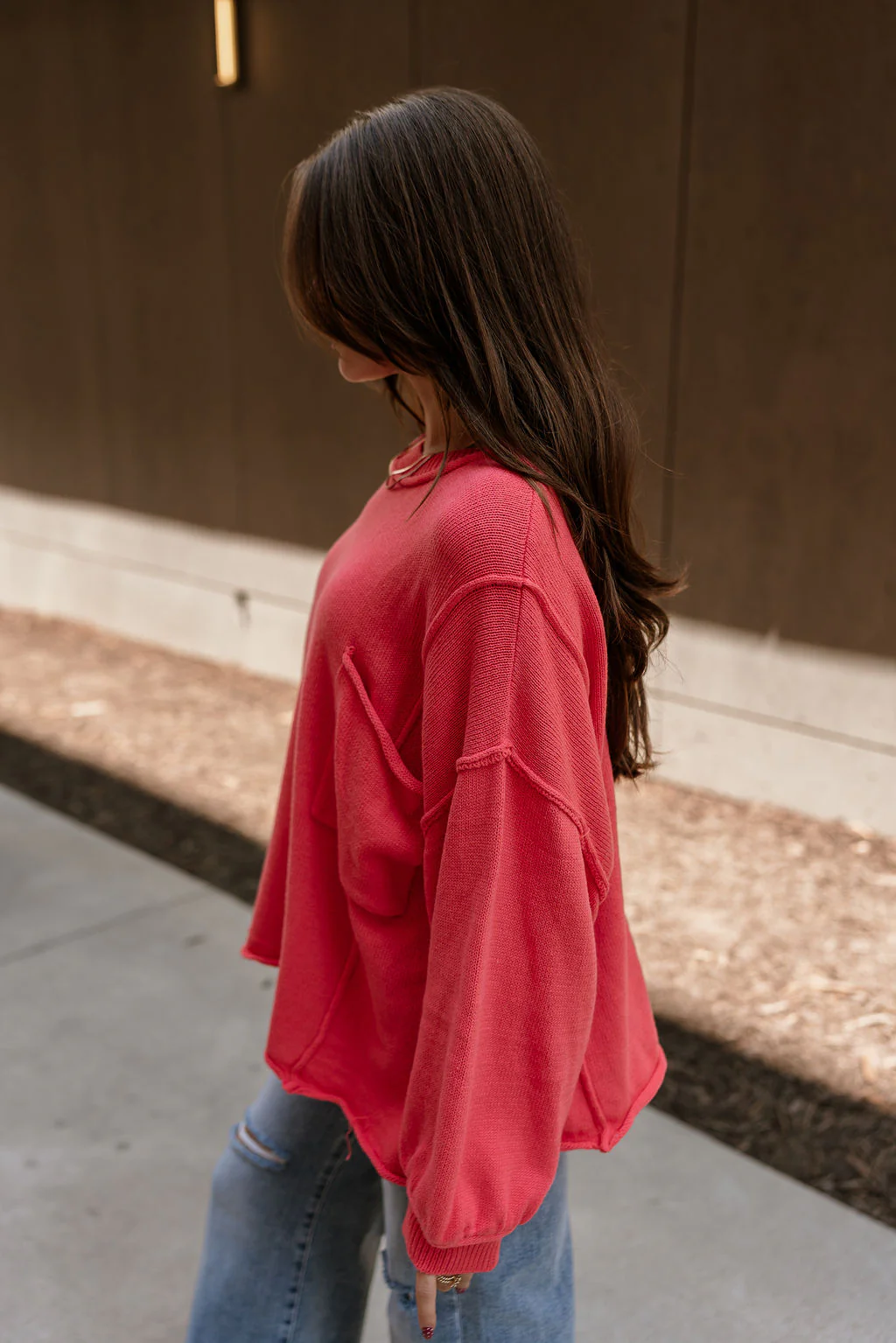 Jeanie Red Coral Balloon Sleeve Sweater - Image 7