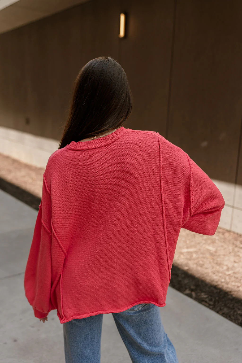 Jeanie Red Coral Balloon Sleeve Sweater - Image 8