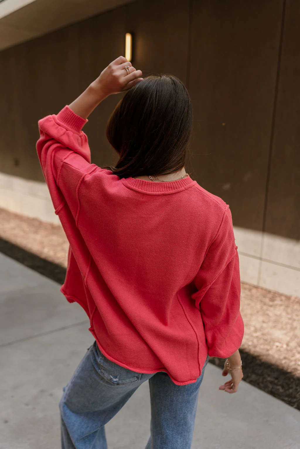 Jeanie Red Coral Balloon Sleeve Sweater - Image 9