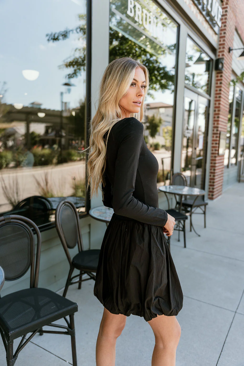 Jemma Black Long Sleeve Bubble Dress - Image 4