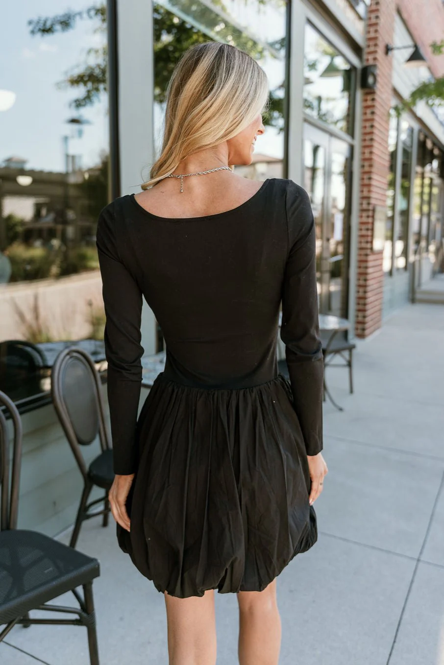 Jemma Black Long Sleeve Bubble Dress - Image 6