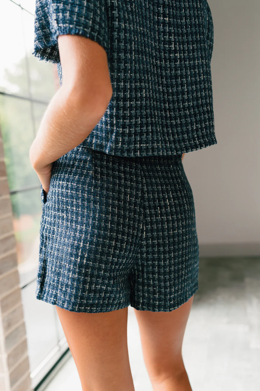Jemma Navy Tweed Shorts - Image 6