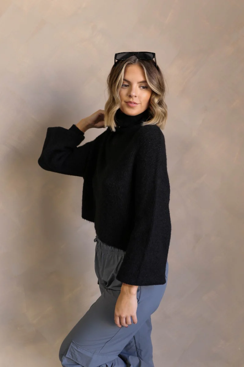 Jenna Black Cropped Turtleneck Sweater - Image 4