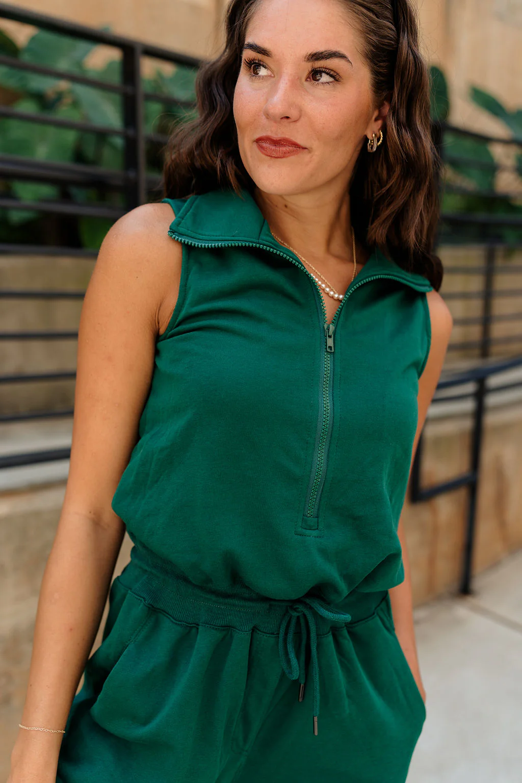 Jenna Dark Green Knit Jumpsuit - Image 2