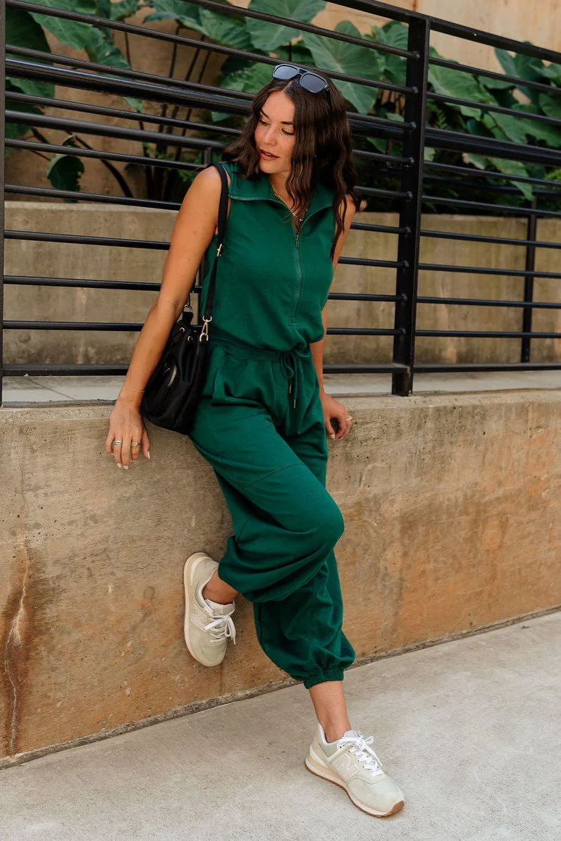 Jenna Dark Green Knit Jumpsuit - Image 7