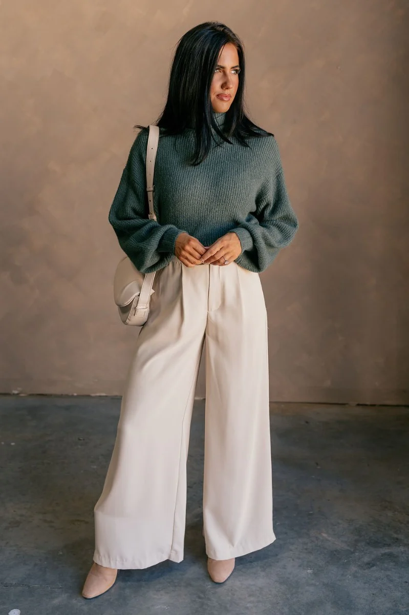 Jenna Green Cropped Turtleneck Sweater - Image 2