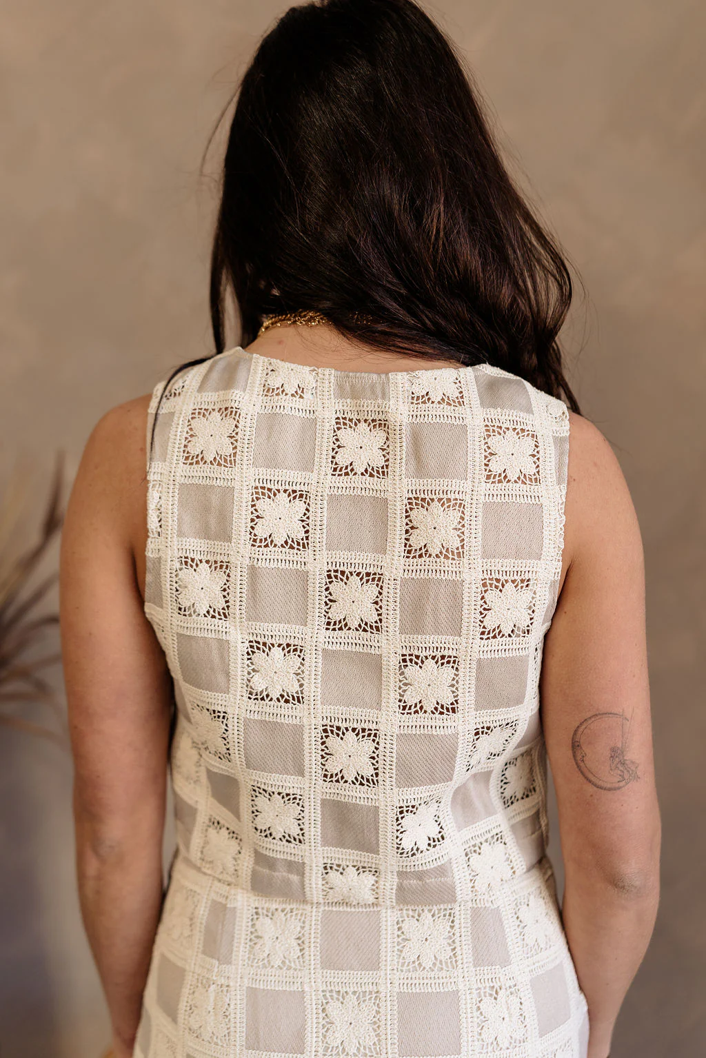 Jenna Natural Crochet Tie Front Vest - Image 7