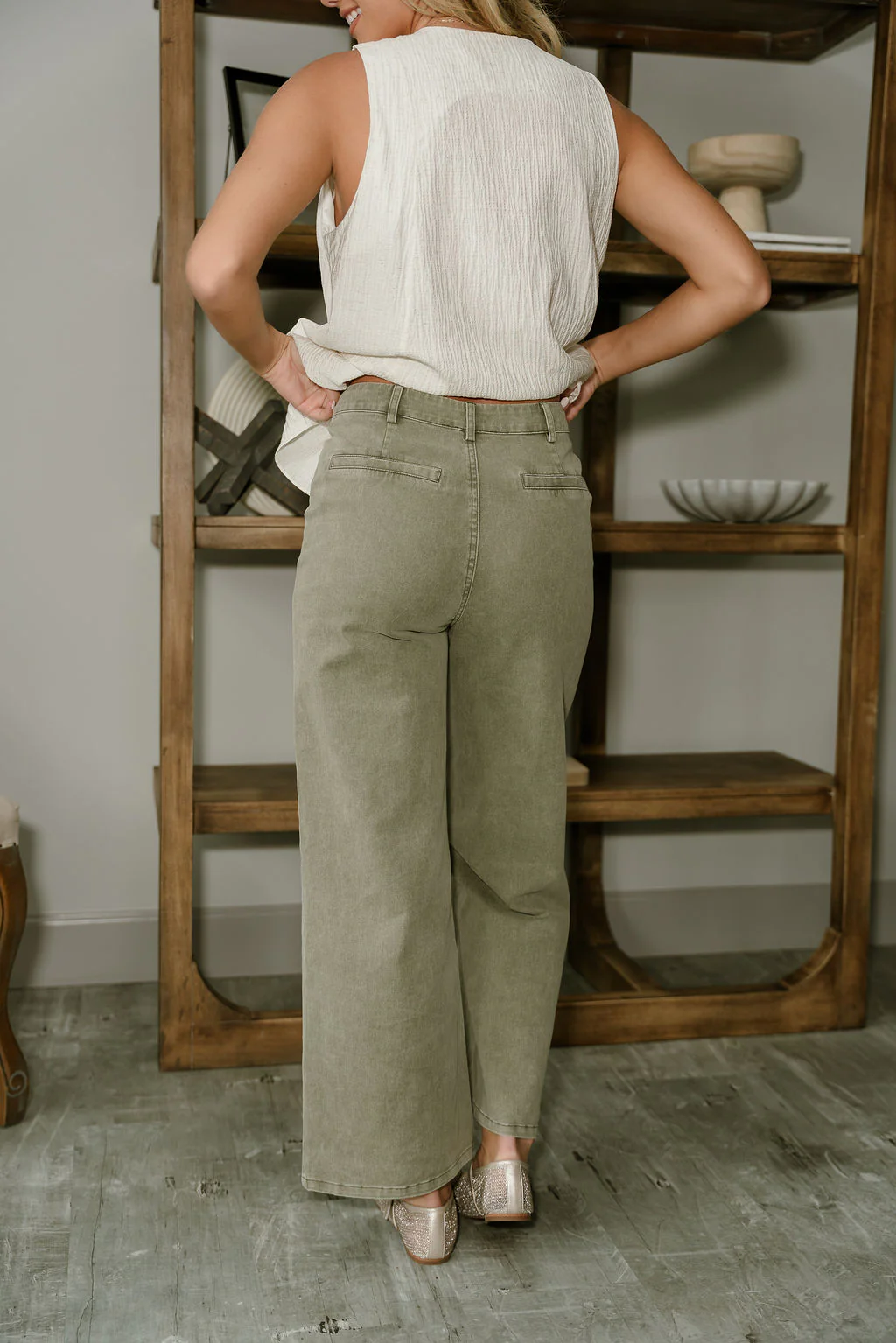 Jenna Olive Wide Leg Pants - Image 7