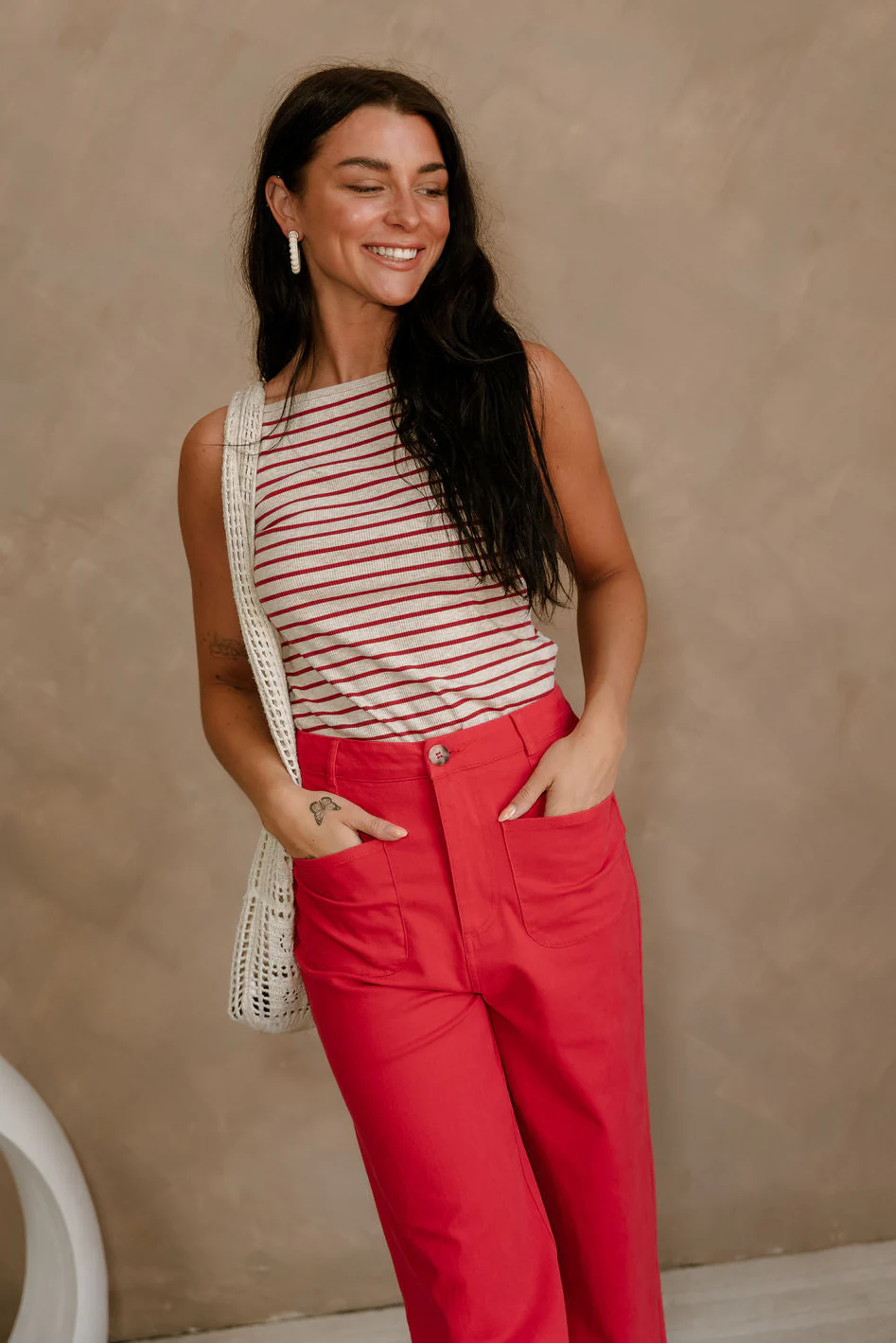 Jenna Red Wide Leg Pants - Image 2