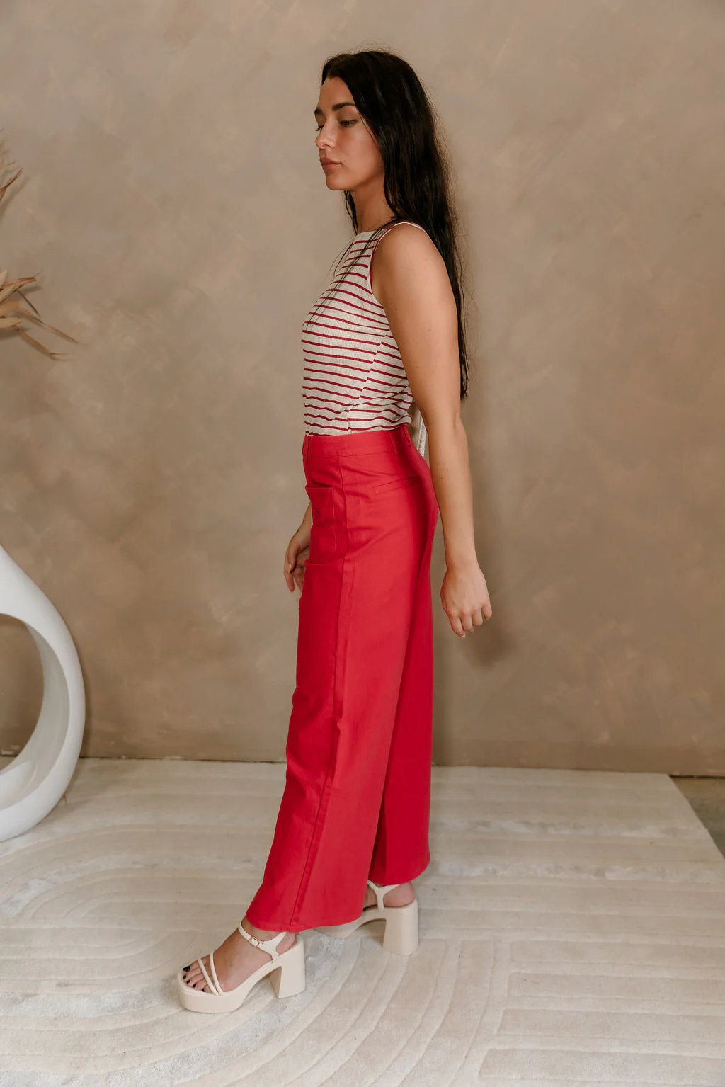 Jenna Red Wide Leg Pants - Image 4