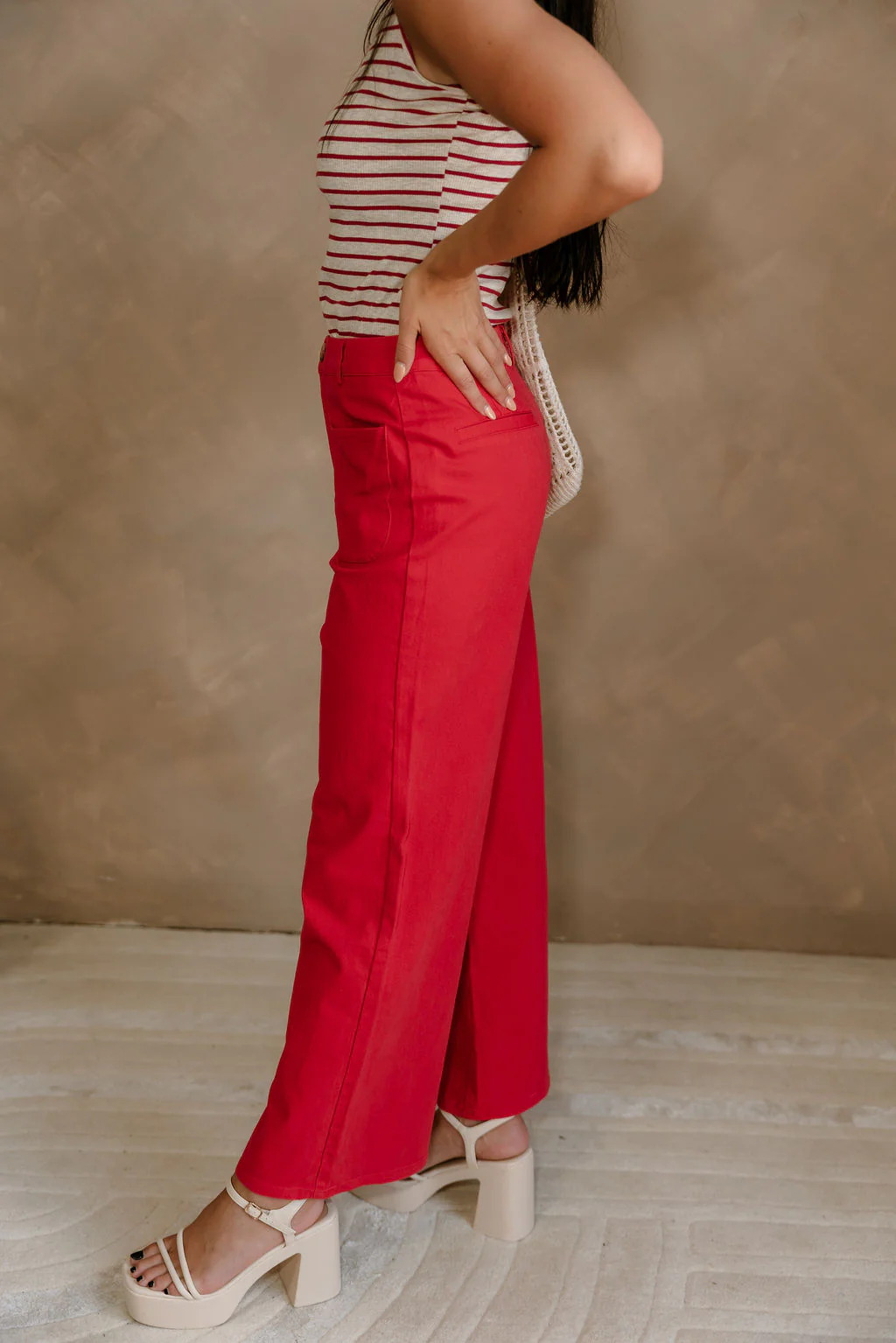 Jenna Red Wide Leg Pants - Image 5