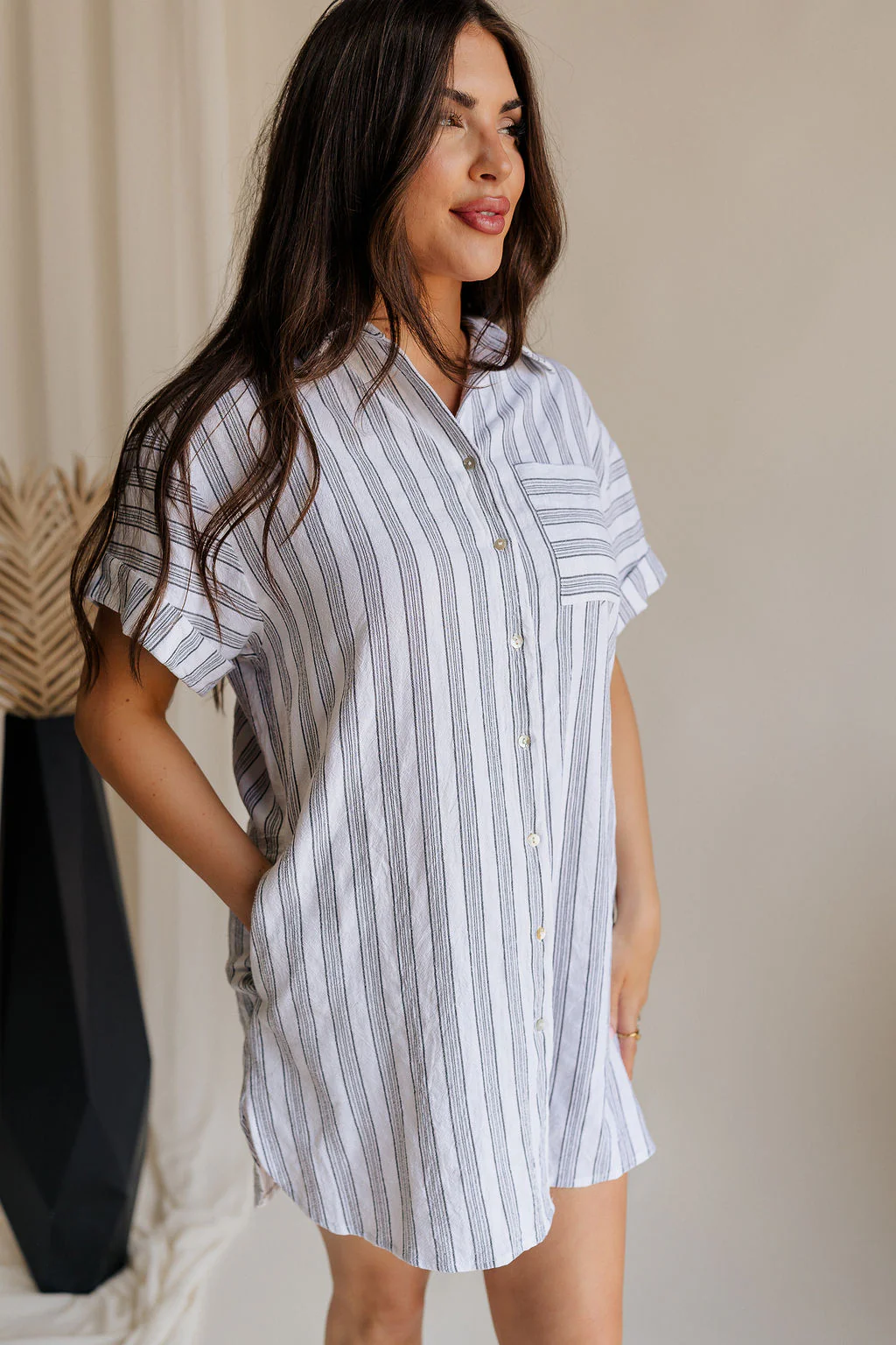 Jenna White & Black Striped Mini Dress - Image 4