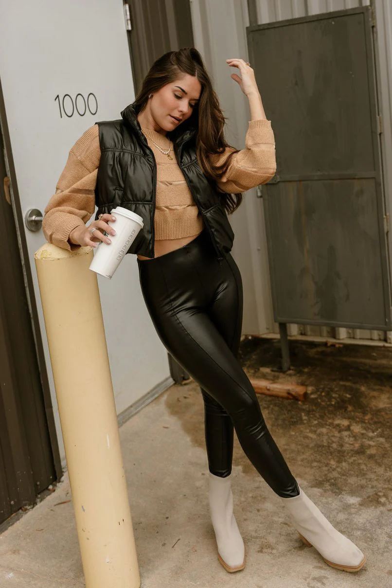 Jennifer Black Faux Leather Puffer Vest - Image 2