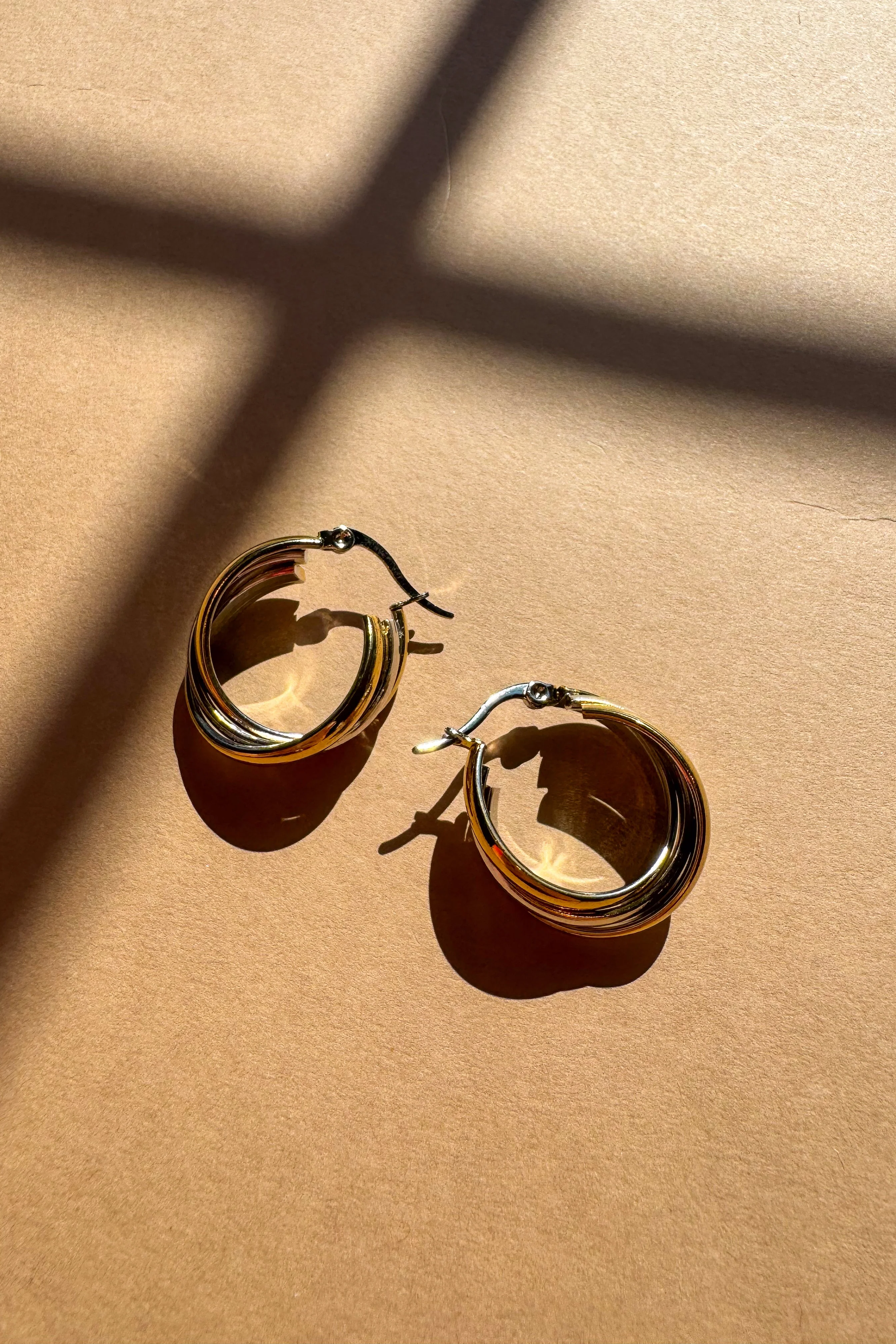 Jenny Gold & Silver Twisted Hoop Earrings - Image 3