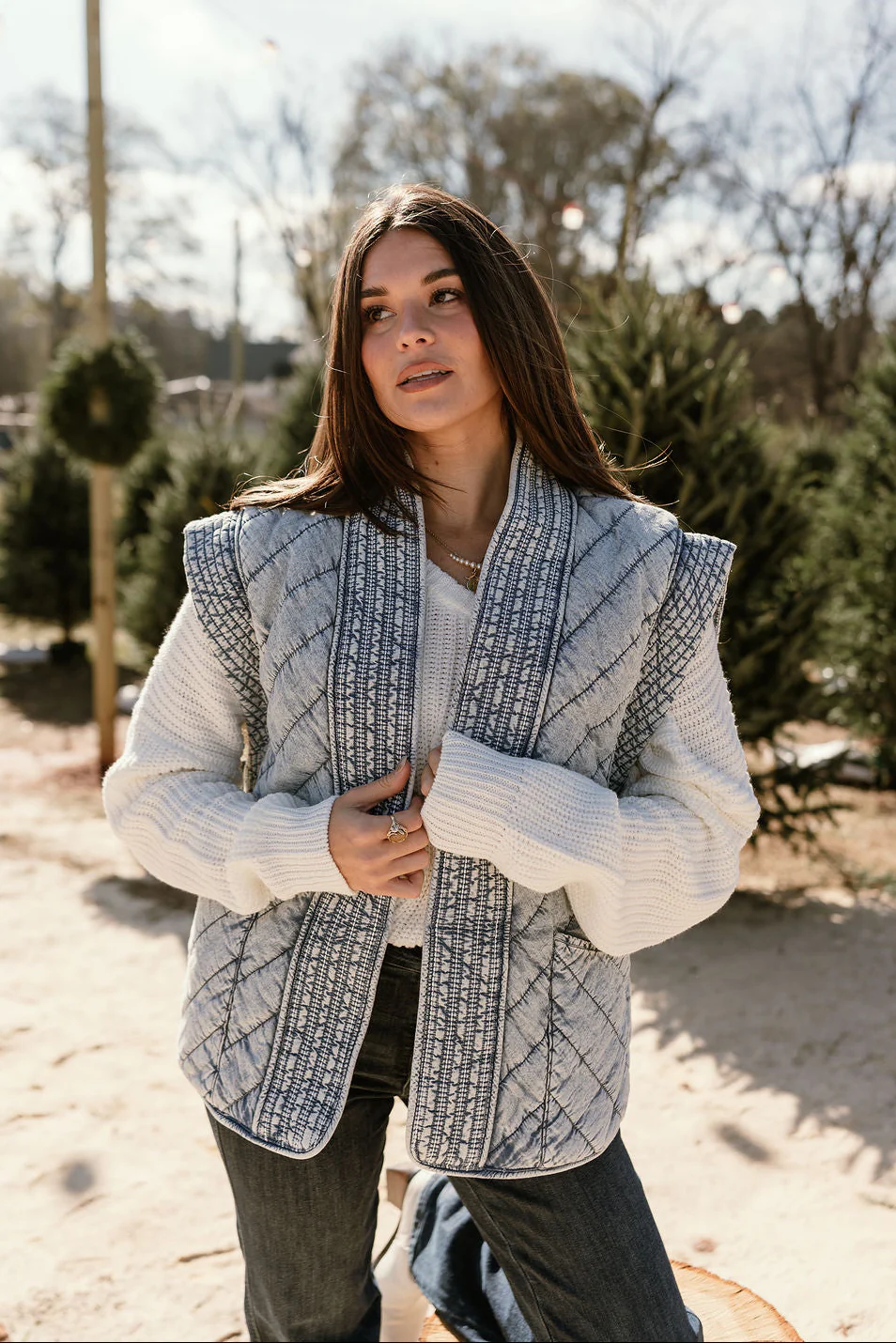 Jenny Washed Denim Quilted Vest