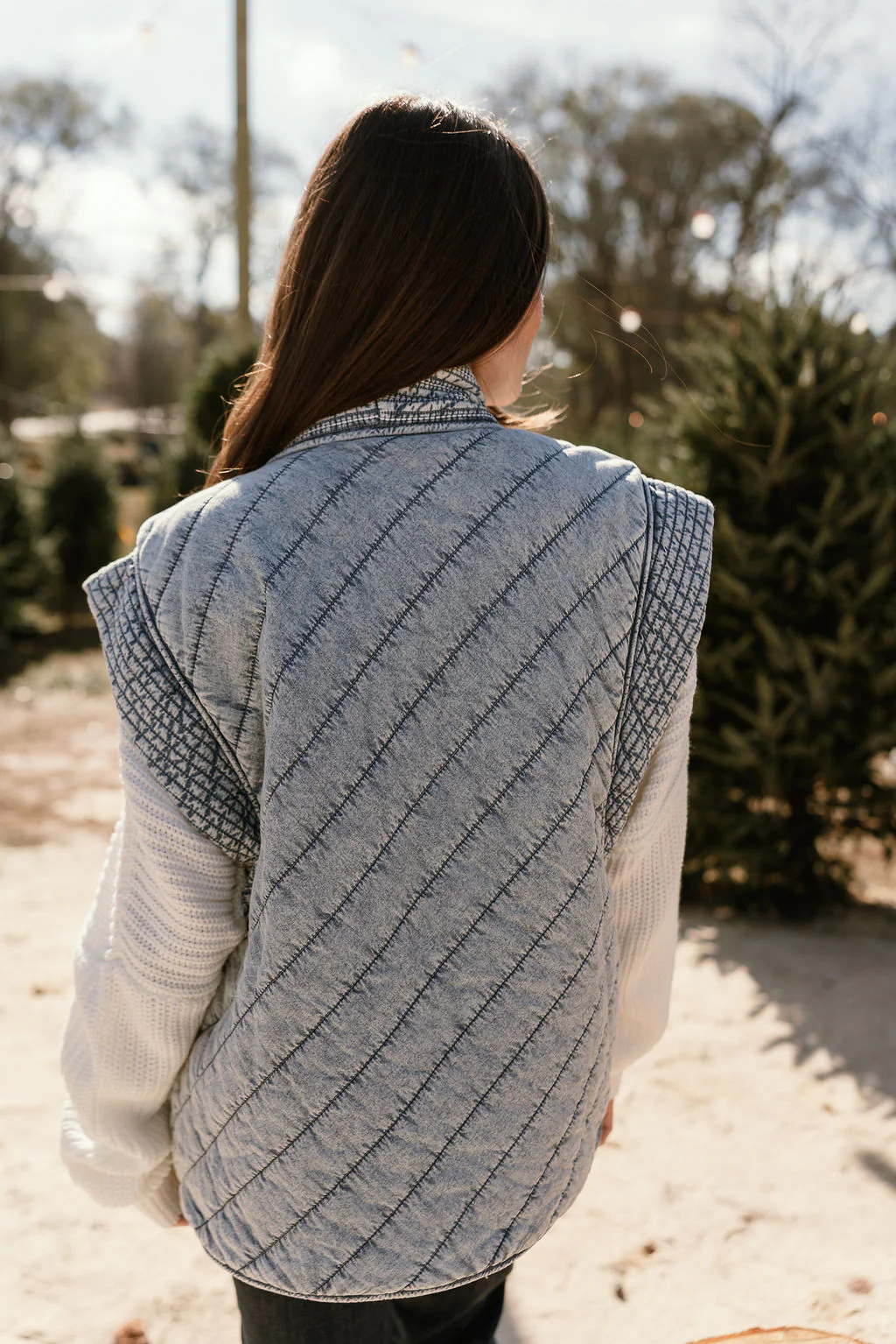 Jenny Washed Denim Quilted Vest - Image 4